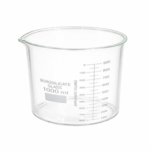 Vaso Graduado Profesional de Vidrio Borosilicato 3.3 de 1000 ml, Resistente al Calor, Transparente, para Uso en Laboratorios Químicos, Garantía de 3 Años - Product Image 1