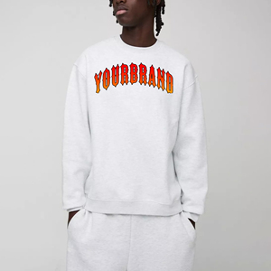 OEM/ODM Venta al por mayor personalizado impreso Logotipo de cuello redondo de gran tamaño de los hombres 100% algodón pulóver en blanco relajado ajuste básico sudadera para hombres - Product Image 4