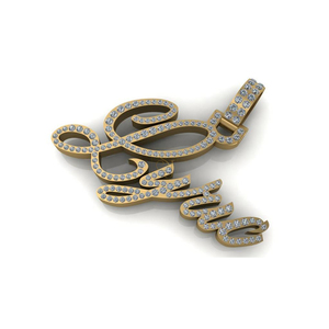 จี้สร้อยคอแบบฮิปฮอป สไตล์อักษรคursive ประดับเพชรโมอิสซาไนต์ ทองคำแท้ 10K  สำหรับเป็นของขวัญ - Product Image 1