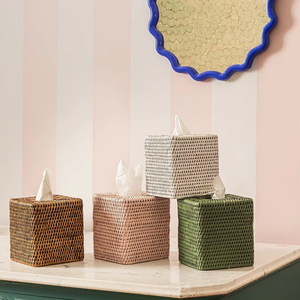 Boîte à mouchoirs en rotin, boîte de rangement tissée à la main, écologique, naturelle, décoration intérieure et extérieure, vente en gros, fabriquée par VgreenArt au Vietnam - Product Image 1