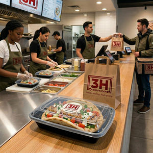 Contenedores para preparar comidas 3H de 24 oz con tapas (150 juegos/300 piezas/caja) Caja Bento rectangular negra para almacenar alimentos, libre de BPA y PFAS, para el almuerzo - Product Image 2