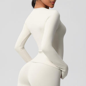 Women's Seamless Long Sleeve V-neck <b>Bodysuit</b> Letter Pattern Compression Top Breathable Quick Dry Eco-Friendly Waterproof - Product Image 1
