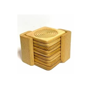 Fancy Design Eco-Friendly Durable Wooden Coaster <b>Square</b> Shape Pair Natural Wood Table Top Decorative Coaster Simple Design - Product Image 1