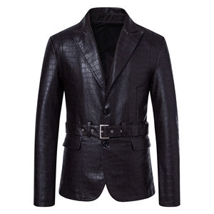 Chaqueta de Cuero de Motociclista Vintage para Hombre, Invierno 2025, Venta Caliente, Acabado Sin Tejer, Cierre de Cremallera, Transpirable, Delgada, Frente - Product Image 2