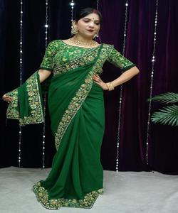 ชุดส่าหรีสำหรับใส่ไปงานปาร์ตี้ใหม่ล่าสุดผ้าจอร์เจียลำดับเซ็ตพร้อมเสื้อชิ้นสำหรับผู้หญิงเสื้อผ้าสำหรับผู้หญิงขายส่ง - Product Image 5