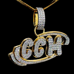 Pendentif Lettre CCH pour Homme, Or Blanc Personnalisé, Argent Sterling 925, Diamant Moissanite VVS, Bijoux de Fête, Hip Hop, GIA - Product Image 1