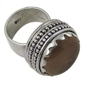 "Handmade Rhodium-Plated Smoky <b>Quartz</b> Topaz Boho <b>Ring</b> for Women-GRS Certified" - Product Image 2