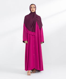 Abaya de couleur unie à manches longues, décontractée de grande taille, vêtements islamiques hijab à manches longues, abaya imprimée OEM pour femmes - Product Image 6