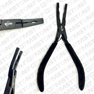 Pince professionnelle en acier inoxydable de 6,5 pouces à embout plat courbé pour extensions de cheveux, noire, à forte tenue et durable - Product Image 6