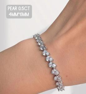 Moissanite Blanc Poire Forme Diamant Beau Bracelet Moissanite Personnalisé en Argent Sterling Cadeau pour Anniversaire - Product Image 2