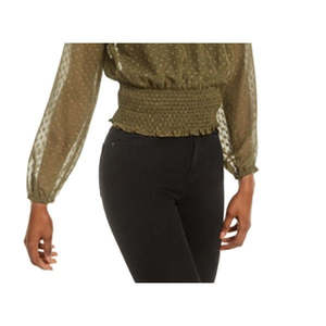 Top Smockato in Chiffon Verde per Donna, Collezione Love Fire, Taglia X-Large per Primavera/Estate - Product Image 2