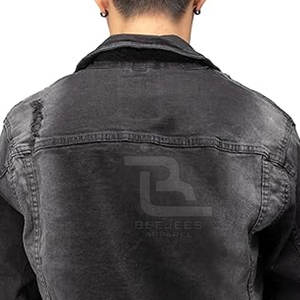 Veste en jean surdimensionnée et personnalisée pour hommes, dernière conception bon marché, veste en jean délavée à l'acide pour hommes - Product Image 5