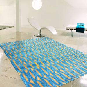 Alfombras de Área Anudadas a Mano de Seda India y Bambú, Elegantes y Lujosas, con Patrón Abstracto Moderno - Product Image 1