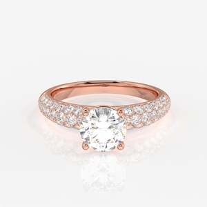 แหวนเงินสเตอร์ลิงประดับเพชรโมอิสซาไนต์ทรงกลมแบบสามแถว - Product Image 6