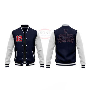 Blouson bombardier Sherpa polaire à fermeture éclair pour hommes veste universitaire d'hiver à manches en cuir style rue haute vente en gros en laine XL - Product Image 3