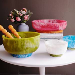 Bol de service en résine décoratif antique moderne, fait à la main, poli, d'origine indienne, écologique, passe au lave-vaisselle, pour les fêtes - Product Image 2