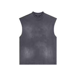 เสื้อยืดผู้ชายสไตล์สตรีทคอวีแขนกุดผ้าสแปนเด็กซ์ถักแขนกุด - Product Image 1