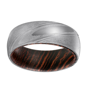 Bague unique pour homme en acier Damas, motif élégant en bois grainé, robuste, forgée à la main, vente en gros d'usine - Product Image 2