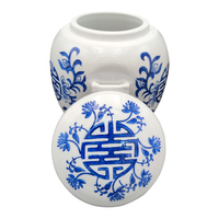 Pot de rangement cylindrique en céramique bleu et blanc Qianrui avec couvercle en céramique, écologique, durable, capacité de 2,0 à 3,0 L pour la maison