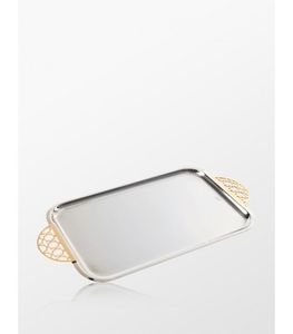 Plateau de miroir ovale de bordure de feuille d'or de vente chaude pour le Ramadan plateau de service décoratif élégant pour la maison et l'usage de fête - Product Image 5