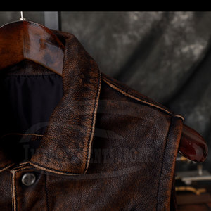 Gilet de moto en cuir sans manches pour usage extérieur 2025 Gilet de moto en cuir véritable de meilleure qualité - Product Image 3