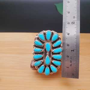 Bague en argent sterling 925 faite à la main avec turquoise en grappe, pour femme, fabriquée aux États-Unis, taille ovale, sertie à la main, tendance pour mariage et fête - Product Image 4