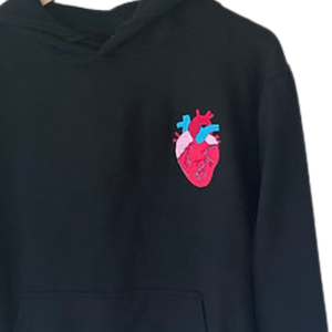 Sudadera con capucha con bordado de corazón anatómico Unisex jersey negro de gran tamaño algodón polar Casual Streetwear suave cálido invierno sudaderas con capucha venta - Product Image 5