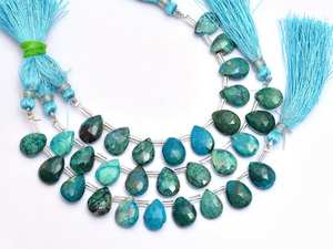 Chrysocolle naturelle à facettes en forme de poire Briolette perles de pierres précieuses en vrac brins 8x11mm perles de pierre bleue pour la fabrication de bijoux en vrac - Product Image 6
