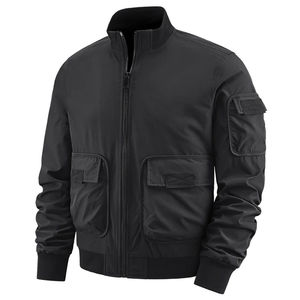 Veste bomber décontractée d'hiver pour homme, taille plus, en coton noir, fibre de bambou, tricotée, col montant, broderie chenille personnalisée - Product Image 2