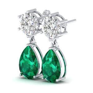 Boucles d'oreilles pendantes en argent sterling 925 avec émeraude taille poire, prix de gros REYES, pour femmes, certifiées GRA, bijoux en moissanite - Product Image 3