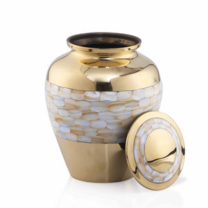 Urna Funeraria de Diseño Moderno Hecha a Mano con Madreperla, Urna Conmemorativa para Adultos de Latón Dorado, Proveedor y Exportador Mayorista - Product Image 3