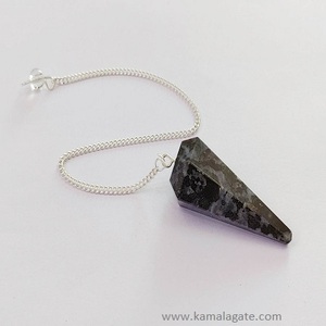 จี้หินอาเกตเหลี่ยมเพชรพลอยลาร์วิไคต์ธรรมชาติเรกิและการรักษาอัญมณีแกะสลักกึ่งมีค่า - Product Image 1