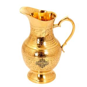 IndianArtVilla Jarra de diseño tradicional en relieve de latón puro-1050 ML para almacenamiento y bebida - Product Image 2
