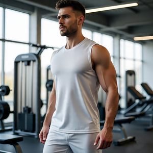 เสื้อกล้ามเข้ารูปกล้ามเนื้อสำหรับผู้ชายเสื้อกล้ามน้ำหนักเบาแห้งไวปรับแต่งได้สำหรับผู้ชายเสื้อกั๊กออกกำลังกายผ้าโพลีเอสเตอร์100% สำหรับผู้ชาย - Product Image 1