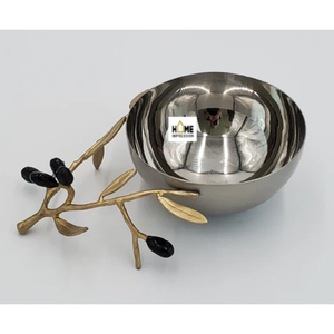 ชามสแตนเลสทรงกลมขัดเงาสำหรับตกแต่งโต๊ะพร้อมขาตั้งทองเหลืองเคลือบเงาสำหรับงานเลี้ยงวันเกิดงานแต่งงานอาหาร - Product Image 4