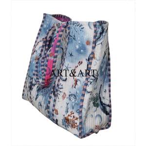 Nouveauté Sac fourre-tout matelassé en coton écologique pour femme Sac à provisions personnalisable de haute qualité Sac à bandoulière souple ouvert - Product Image 5