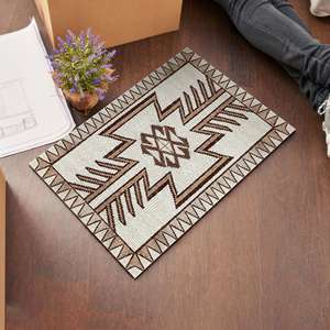 Geometric Vintage Pattern Printed <b>Rug</b>, Brown <b>Boho</b> Turkish Design, Anti-Slip Small <b>Rug</b>,Goblen <b>Rug</b> - Product Image 3