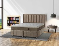Ensemble de meubles de lit en bois de chêne blanc réglable de luxe VERDE - Design européen, cadre en acier, tête de lit modulaire éco-responsable éclairée