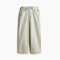 Pantalon cargo en denim tissé coupe droite taille mi-haute, confortable et ample, toutes saisons, style streetwear Y2K, écologique, couleur foncée, fabriqué au Bangladesh