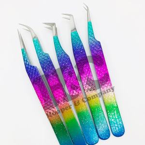 Nouvelle pince à cils pince à épiler personnalisable en acier inoxydable pince à épiler avec logo à pointe inclinée quantité minimale de commande vison durable - Product Image 1