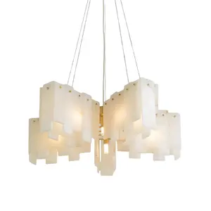 CaliaStar Modern Crystal <b>Industrial</b> Brass Chandelier with Warm White <b>Lighting</b> for Home Hotel Wedding Decoration AC Power Source - Product Image 5