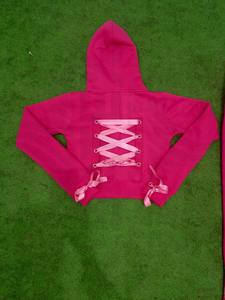 Sweat-shirts à capuche courts à fermeture éclair pour femmes en gros personnalisés, lavage à l'acide, 100% coton molletonné, streetwear - Product Image 5