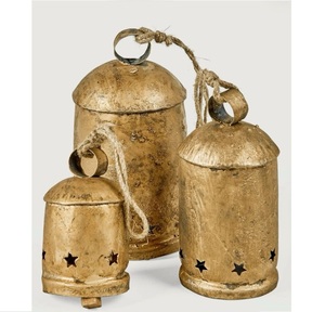 กระดิ่งกริ่งขนาดใหญ่แบบโบราณทำจากทองเหลืองพร้อมเชือกดีไซน์การตัด3ดาวการตกแต่งคริสมาสต์ - Product Image 6