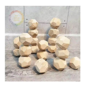 Bloques de equilibrio de Roca de madera Montessori, juguetes Tumi Ishi al por mayor, opción natural multicolor o negra - Product Image 3