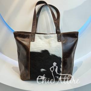 กระเป๋าสะพายไหล่หนังวัวแท้สำหรับผู้หญิงกระเป๋าถือความจุขนาดใหญ่ทำด้วยมือแฟชั่น - Product Image 1