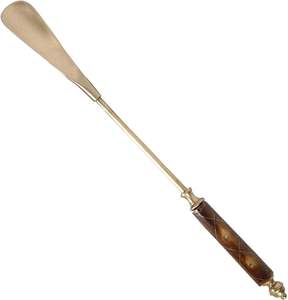Chausse-pied moderne en laiton à long manche avec poignée en bois artisanale – Aide à l'enfilage de chaussures haut de gamme pour la maison, l'hôtel et les cadeaux - Product Image 2