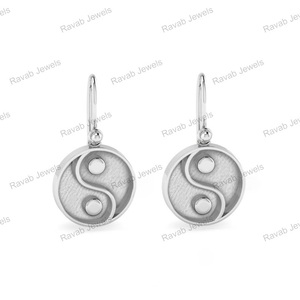 2025 nouveauté 925 argent Sterling Ying Yang balancent boucle d'oreille pour les femmes 22mm pierre ensemble créatif vide montage bijoux de créateur - Product Image 6