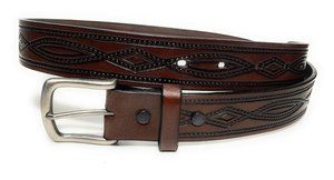 Ceinture Western Cowboy en Cuir Pleine Fleur Robuste Personnalisée Décontractée en Cuir de Vachette Premium avec Motifs Géométriques Entièrement Imprimés Ceintures de Luxe Prêtes à l'Expédition Unisexe - Product Image 4