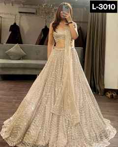 Dernières femmes fantaisie lourde organza soie semi-cousue embellie belle codage paillettes travail fête porter mariage Lehenga Choli - Product Image 4