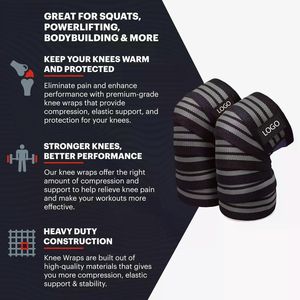 Protège-genou de gymnastique de haute qualité avec logo personnalisé enveloppes de genou de fitness respirantes avec sangles réglables en caoutchouc de coton Powerlifting - Product Image 4